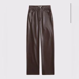 Abercrombie & Fitch Curve Brown High Rise Faux Leather Pants | Regular Length